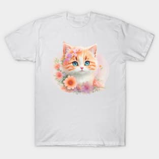 Floral Fantasy Feline: Ragamuffin's Delightful Journey T-Shirt